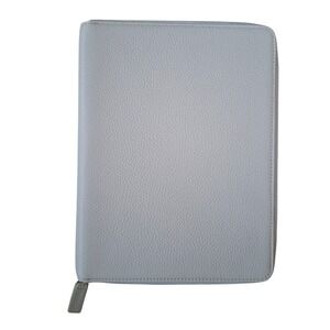 Moterm Zip Planner Cover A5 Binder Portfolio Zip Around Leather Light Gray